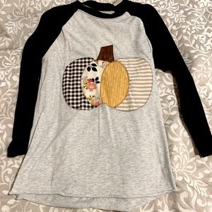 Fall Pumpkin Appliqué Raglan Shirt
